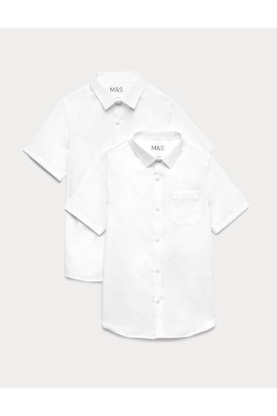 Marks & Spencer 2'li Slim Fit Kısa Kollu Gömlek (2-18 Yaş)