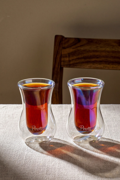 Perotti Colors 2'li Isıya Dayanıklı Çift Cidarlı Cam Çay Bardağı 150 ml