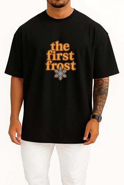 Bahriyeli Collection Oversized the First Frost Foreign Series Chest Printed U...