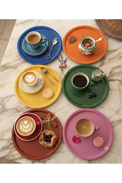 AZRAM HOUSE Yuvarlak 6 adet kırmızı, mavi, sarı, turuncu, yeşil,pembe tek kiş...