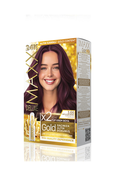 MAXX DELUXE Golden Beauty Set Saç Boyası 3.66 Patlıcan Moru