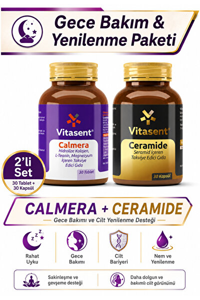 VİTASENT 2'li Gece Bakım & Yenilenme Paketi – Calmera + Ceramide, Cilt ve Uyk...