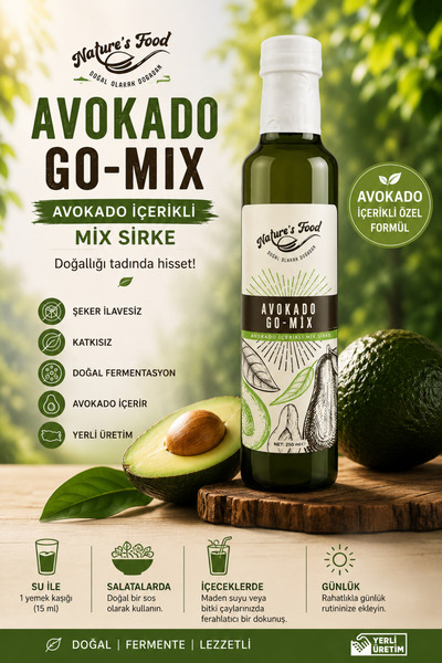 NATURES FOOD Avokado Go-Mix 250ml Avokado Sirkesi Ananas Sirkesi