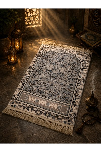 AL HARAMAIN SOUVENIR 003_Gri-14 mm /2200 Gr Soft, Densely Woven Prayer Mat