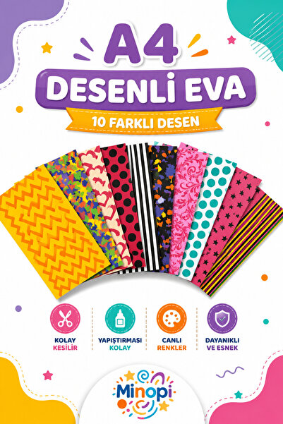 Minopi Desenli Eva Süngeri 20x30 10'lu Paket Desenli Eva 10'lu Paket