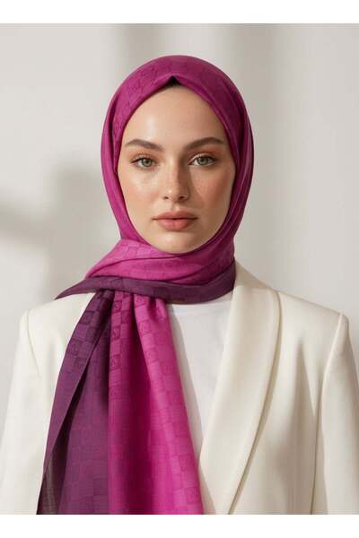 Vissona %57 İPEK %43 PAMUK Degrade Desenli Pembe Renkli Şal - 70x190 Dikiş Ti...
