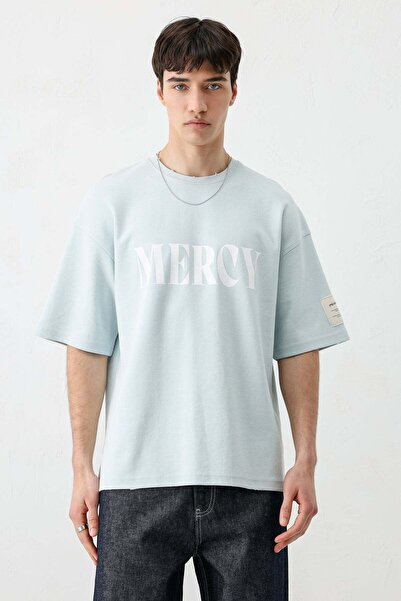 VAMOSCLO Printed Oversize T-Shirt Baby Blue