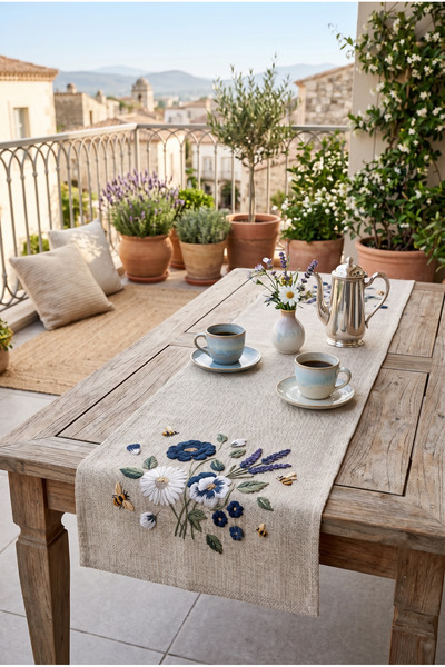 Softifyhome Dijital Baskılı Raşel Kumaş Runner 40x140 cm | Modern Şık Masa Ör...