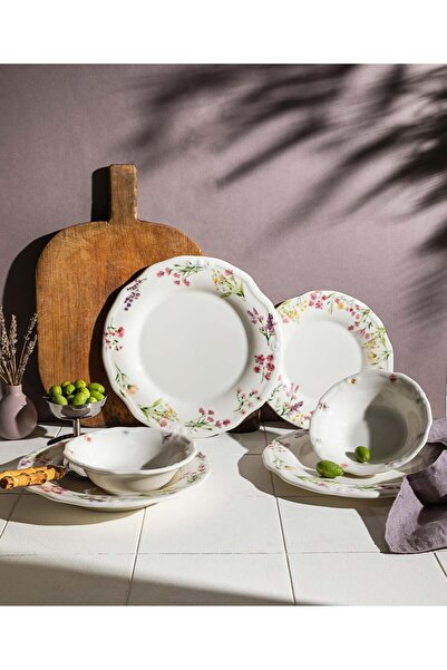 Onedekor 24 Parça 6 Kişilik Porselen Yemek takımı Lavender Bloom Tifany