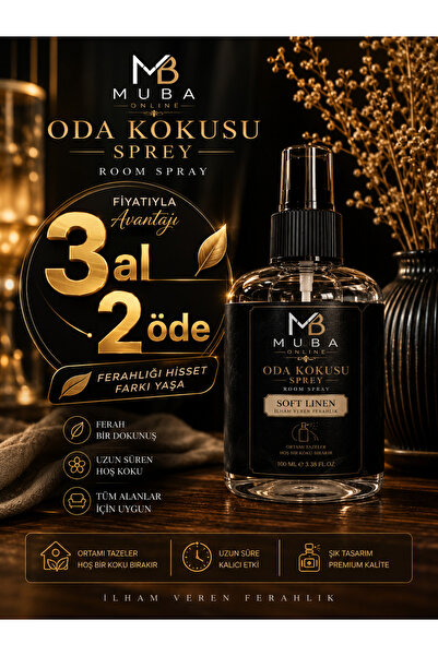 Muba soft linen Oda Kokusu Spreyi 100 ml - Kalıcı Oda Parfümü, Ev, Ofis ve Ba...