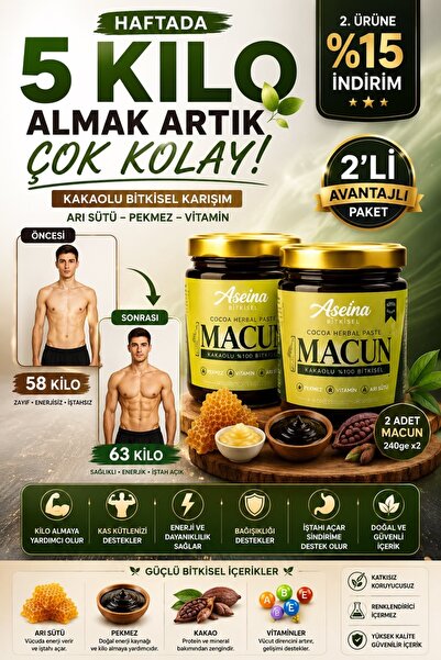 Aseina İştah açıcı kilo almaya yardımcı Kakaolu Pekmez, Arı Sütü Bal Vitaminl...