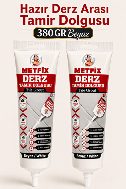 METFİX (2 ADET) Hazır Derz Arası Tamir Dolgusu - 380 Gr Beyaz Fayans Seramik ...