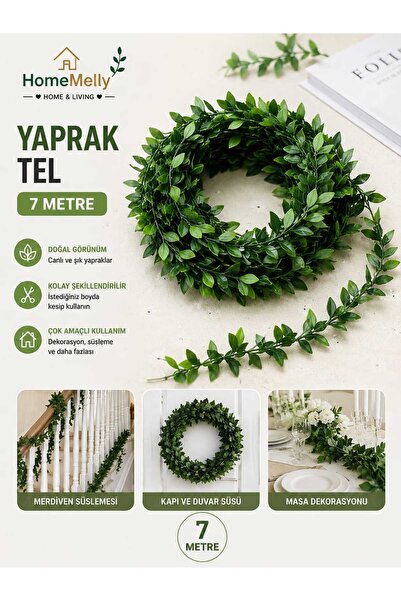 btm home Doğalgaz Borusu Süsü 7 Metre Tel Yaprak Şerit Yapay Taç Sarmaşık Çiç...