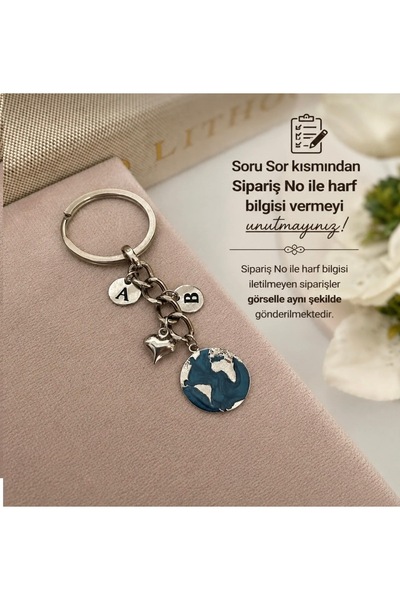 Elvia Atelier İki Harfli Dünya Anahtarlık