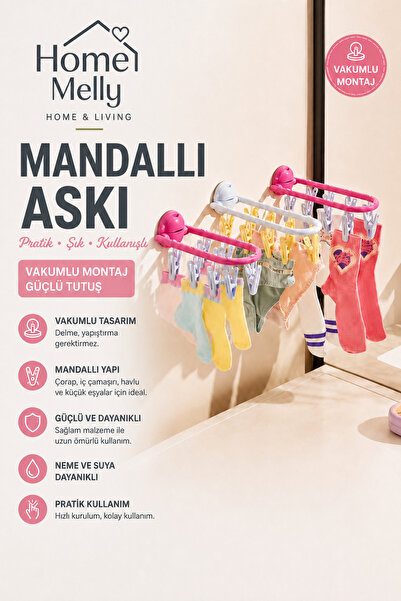 btm home Vantuzlu Elbise Askısı Banyo, Balkon için Çok Amaçlı Çoraplar ve Küç...