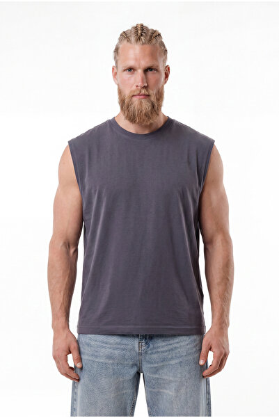 Machinist Men's Oversize Crew Neck Basic Undershirt Smoked