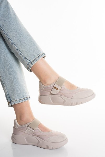 SEFERİ Women's Ten Orthopedic Sole Velcro Ballerina Casual Sports Shoes - Comfortable and Lightweight Seferi112