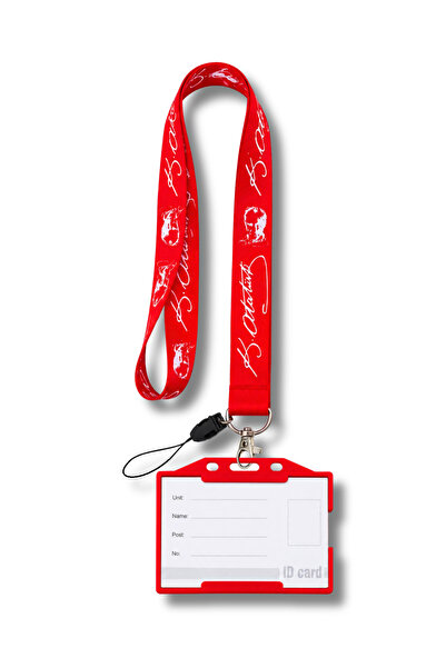 excarpin Ataturk Signature and Silhouette Set Neck Strap Lanyard and Card Holder