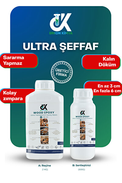 ERKON KİMYA Ultra Şeffaf Masa Döküm Tipi Epoksi Reçine - Kalın Döküm (3-6 cm ...
