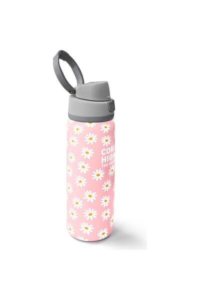 Coral High Papatya Desenli Pipetli ve Direkt İçim Çelik Termos 800 ml 38502
