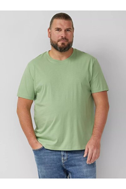 s.Oliver Tricou bărbătesc mărime mare, cu guler rotund, bumbac, verde deschis