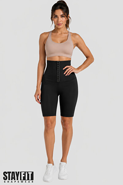 STAYFİT Agraflı Sauna Shorts Women's High Waist Slimming Corset Shorts