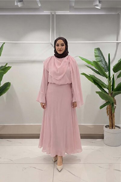 Beray 26Y73099 TAKIM BLUZ ETEK YAKASI FULARLI PEMBE