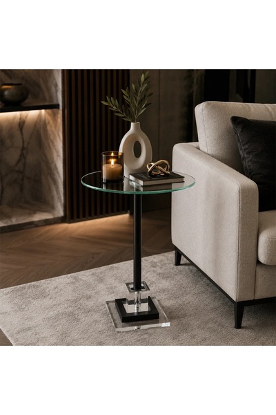 Generic Modern Black Acrylic Side Table - 33x57 cm