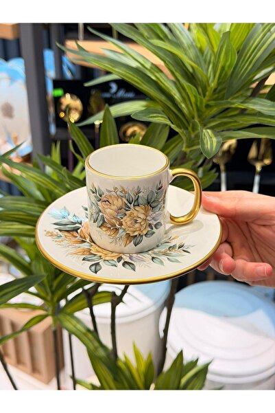 Onedekor Green Flower Coffee Cup Set of 6