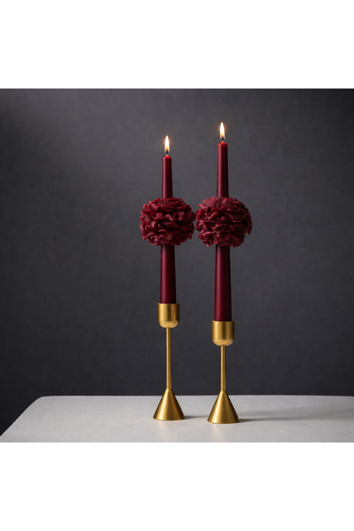 Candle Vanilya Kokulu Şamdan Mum 2 Adet Şakayıklı Şamdan Mumu (Şamdanlar Hariç)