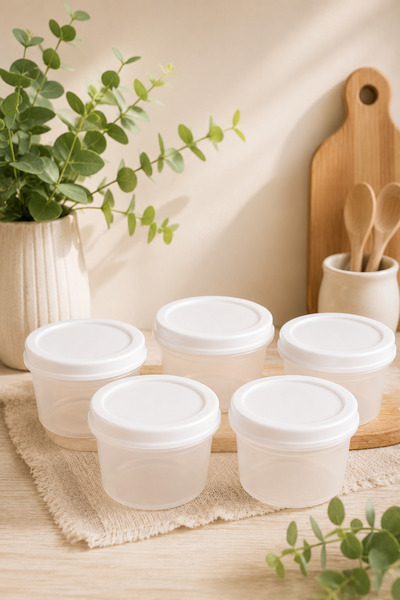 PUPSI Set 5 Borcane Alimentare 100 ml cu 5 Capace (10 Piese), Recipiente pent...