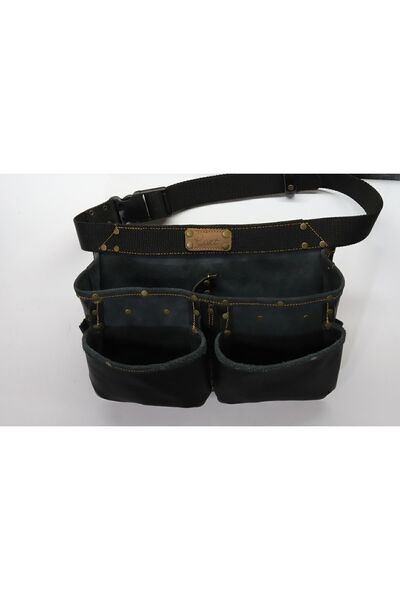 Generic Brand Genuine Leather Apron With Waist Clasps 4 Pockets Double Stitch...