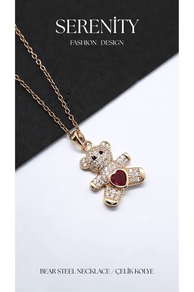 Serenity Panda Plush Teddy Bear Figure Steel Necklace