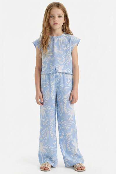 DeFacto Palazzo-Hose mit weitem Bein und Blumenmuster für Mädchen D7612A825SM