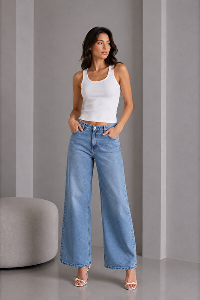 BALİNS Medium Blue Wide Leg Jeans