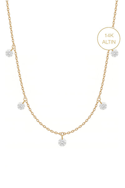 KURSHUNI Shining Dot (5li), 14 Ayar Altın Kolye