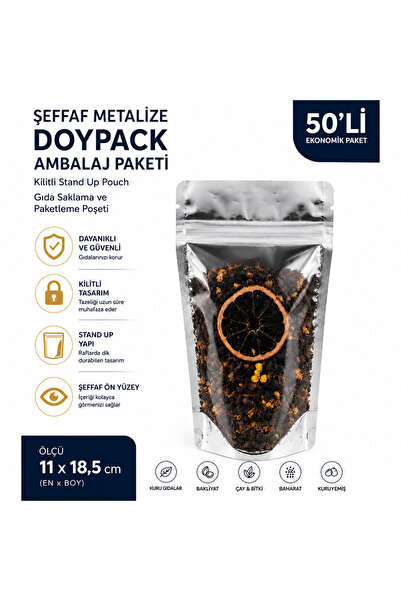 DOYPACK Transparent Metallized Ziplock Packaging Pack of 50 – Stand up Pouch ...