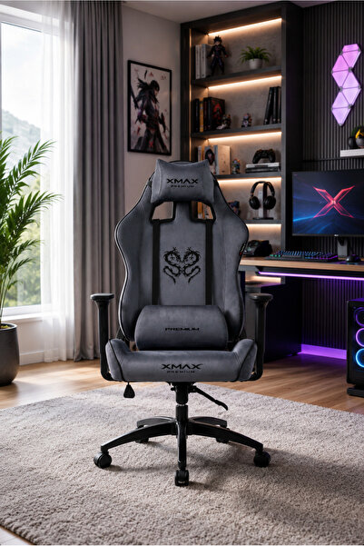 XMAX / Rio Balerion Antrasit Gri Kadife Terletmez Kumaş Gaming Oyuncu Koltuğu...