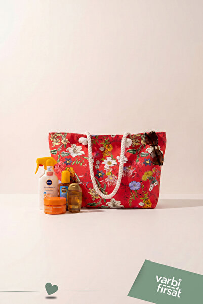 Varbifırsat Tote Plaj Çantası, Fermuarlı Büyük Boy Alışveriş ve Günlük Omuz Çantası 50x30 cm