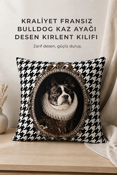 KIRLENT EV Royal French Bulldog Goose Feet Pattern Throw Pillow Cover