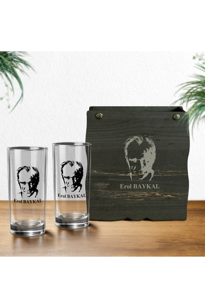 hediyekralı Atatürk Temalı Isme Özel 2 Li Rakı Bardağı Seti