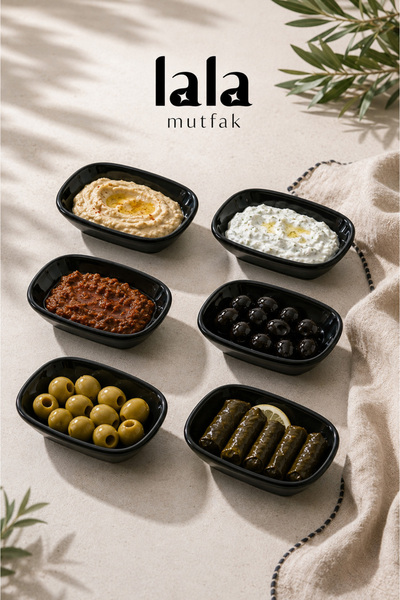 Lala Mutfak Gözde Mini Garnish Plate Set of 6 (12X8 cm - Stylish and Durable)