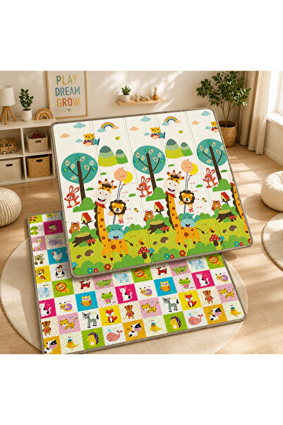 İnfant Hobby Happy Day`s Premium Çift Taraflı Katlanabilir Oyun Matı ( ÖZEL T...