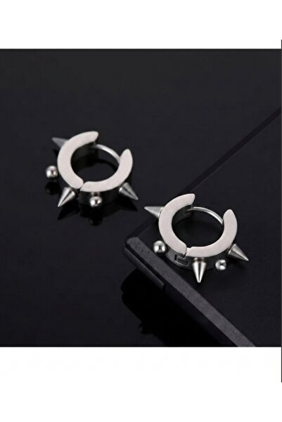 TakıConcept Unisex Gri Cerrahi Çelik Sivri Uçlu Halka Küpe