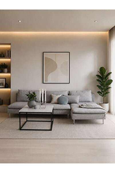 ERİZA Bella Kolsuz Sol Köşe Takımı (GRİ) 279x151cm, Keten 122