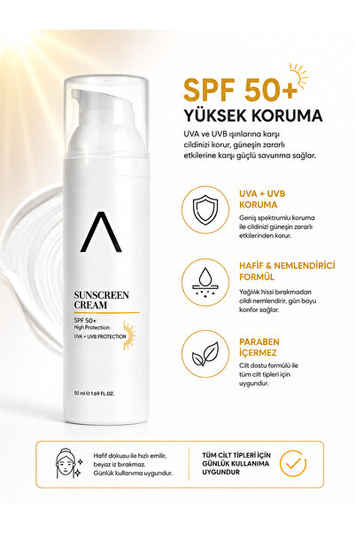 Aceso Naturals Spf 50 Güneş Koruyucu Krem ☀️ | Yağsız Hafif Doku & Geniş Spektrum Uva Uvb Koruma – 50 ml