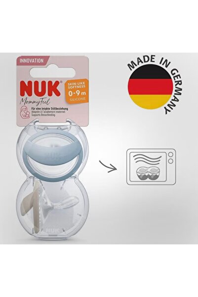 Nuk MommyFeel Silikon Emzik 0-9 Ay – Mavi-Gri