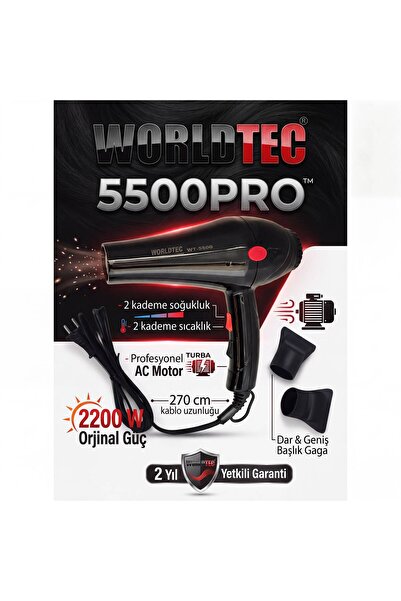 Worldtec Wt-5500Pro 2200 W Turbo Professional Hairdresser Blow Dryer & Hair D...