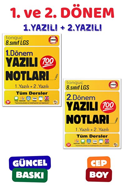 Tonguç Yayınları 8. Sınıf Yazılı Notları Set 2 Kitap - 1 Ve 2 Dönem - 1 Ve 2 ...