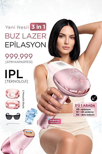 EN SİGA Buz Başlıklı IPL Lazer Epilasyon Cihazı Kalıcı Tüy Azaltma 9 Kademeli...